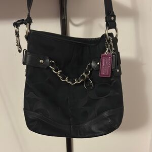 Coach Black Shoulder Bag with Purple Tag